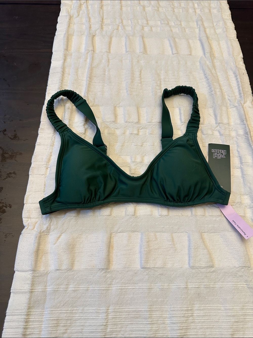 wild fable Emerald Green Ruched Strap Bikini Top